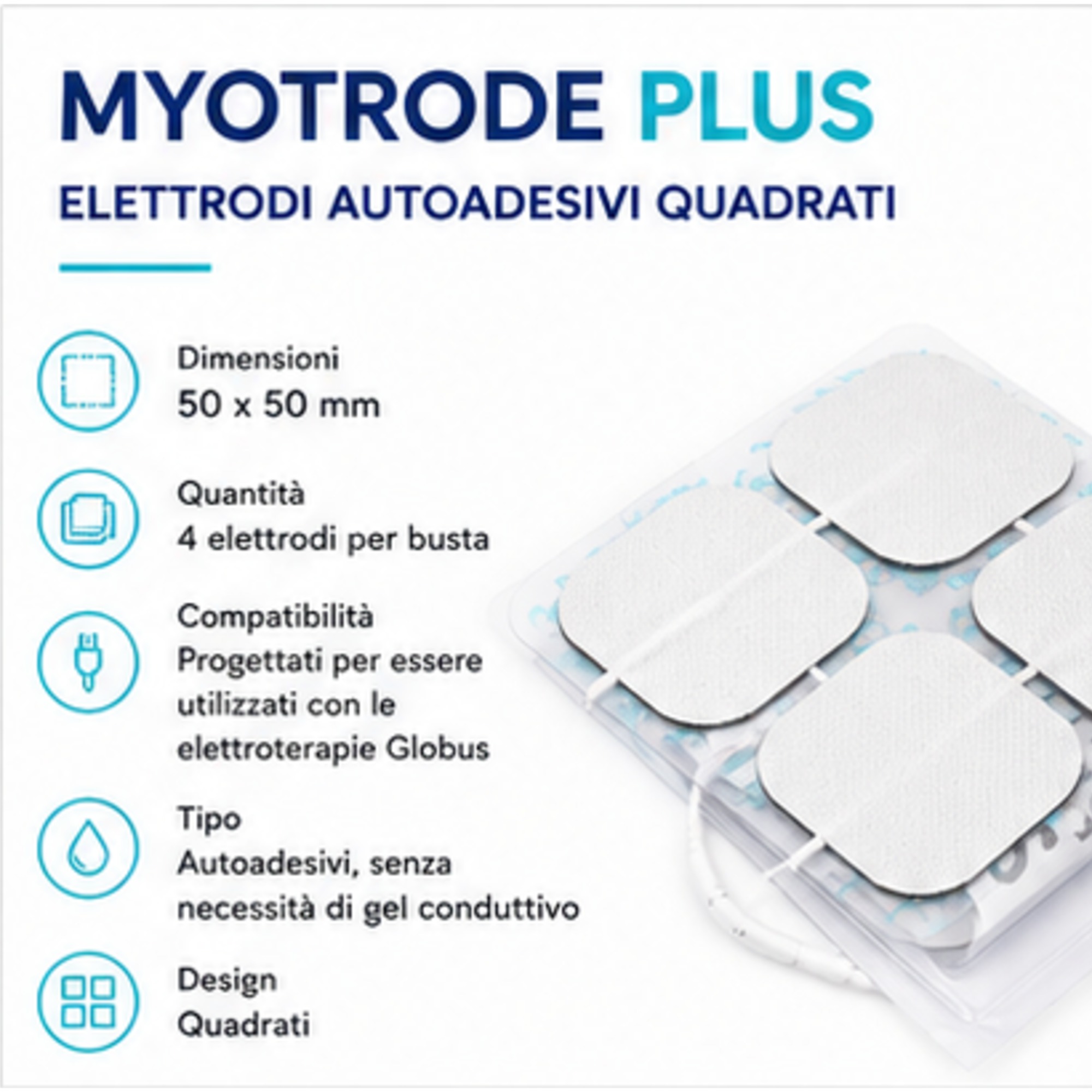 Elettrodi a spina Myotrode Plus 50x50 mm GO464 - Globus - immagine 7