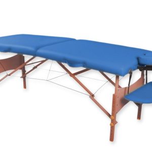 Lettino da massaggio professionale in legno a 2 sezioni - blu