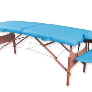 Lettino da massaggio professionale in legno a 2 sezioni - turchese