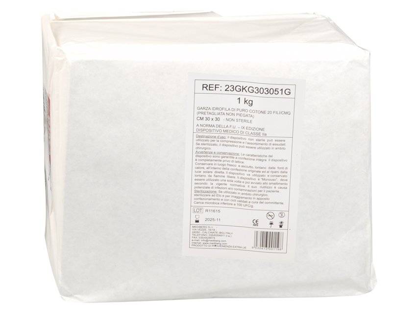 Garza in cotone 30x30 cm classe IIa, confezione da 1 kg - immagine 3