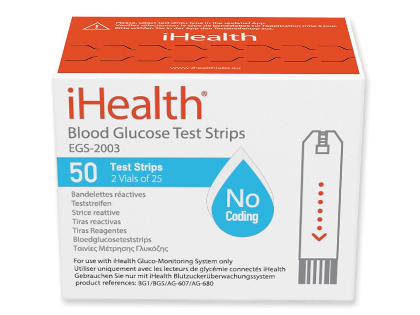 Strisce glicemia iHealth per glucometri Align BG1 e BG5, confezione da 50