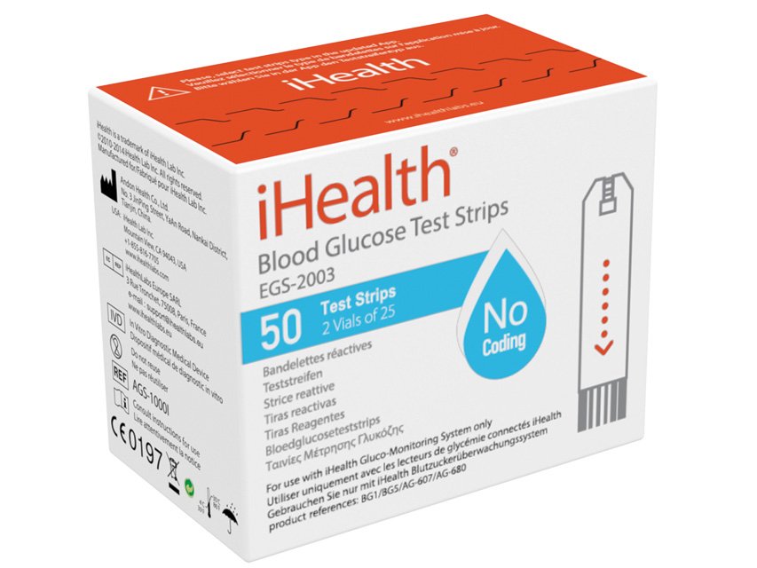 Strisce glicemia iHealth per glucometri Align BG1 e BG5, confezione da 50 - immagine 2
