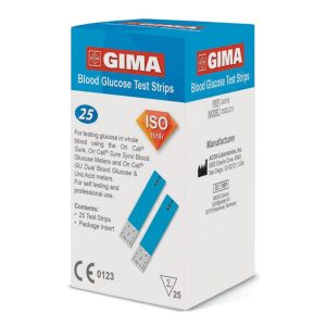Strisce glicemia per glucometro Gima, confezione da 25, istruzioni in italiano
