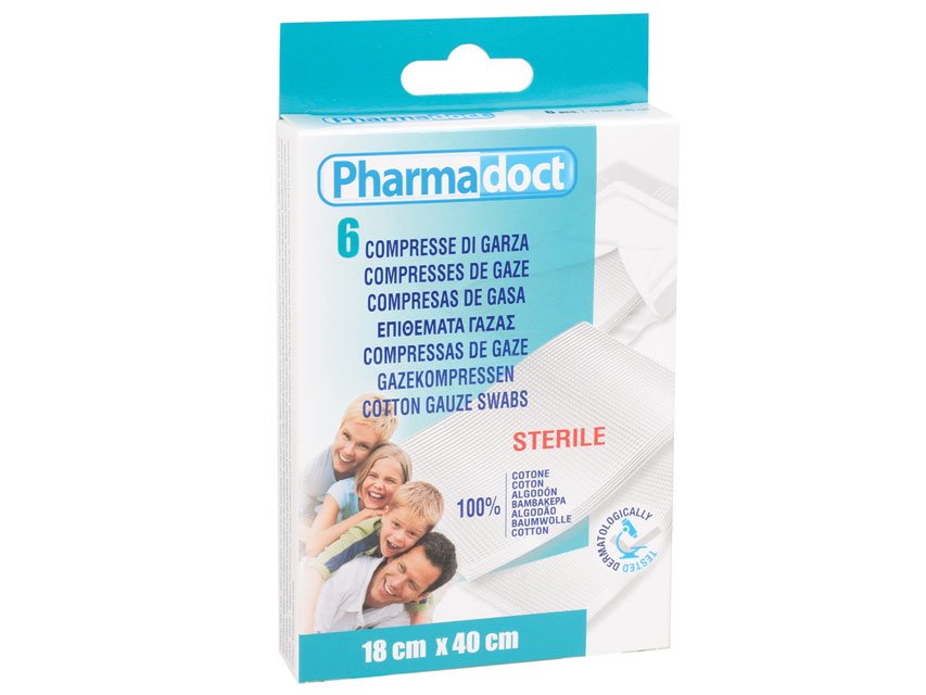 Compresse di garza Pharmadoct 18x40 cm, confezione da 12 scatole da 6 pezzi - immagine 3